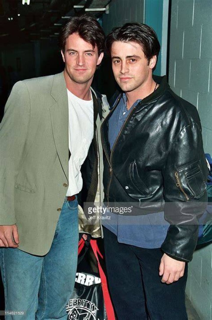 Matthew Perry and Matt LeBlanc during Homeless 4 Hockey at The Forum in Los Angeles, CA, United States.
